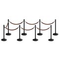 Montour Line Stanchion Post and Rope Kit Black, 8 Ball Top7 Tan Rope C-Kit-8-BK-BA-7-PVR-TN-PS